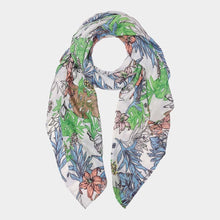 Load image into Gallery viewer, White Tropical Leaf Flower Printed Oblong Scarf
