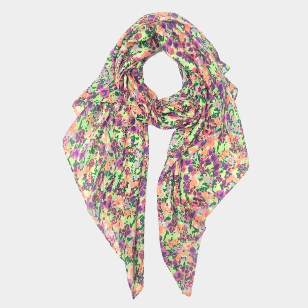 Purple Flower Printed Oblong Scarf - Jewelry Store by Erik Rayo