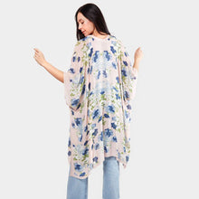 Load image into Gallery viewer, Pink Flower Print Kimono Poncho
