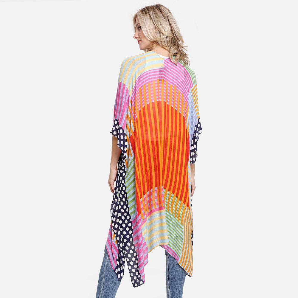 Red Geometric Print Kimono Poncho - Jewelry Store by Erik Rayo