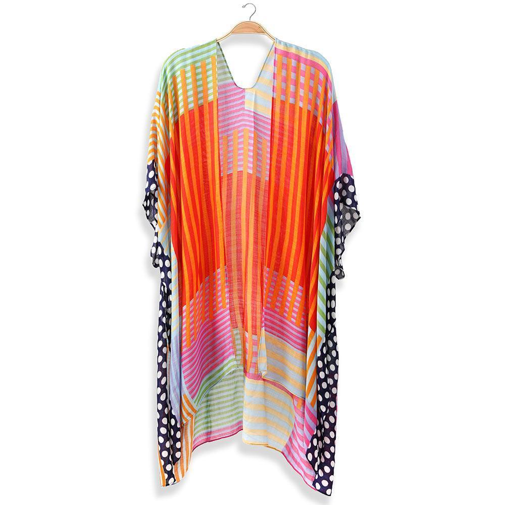 Red Geometric Print Kimono Poncho - Jewelry Store by Erik Rayo