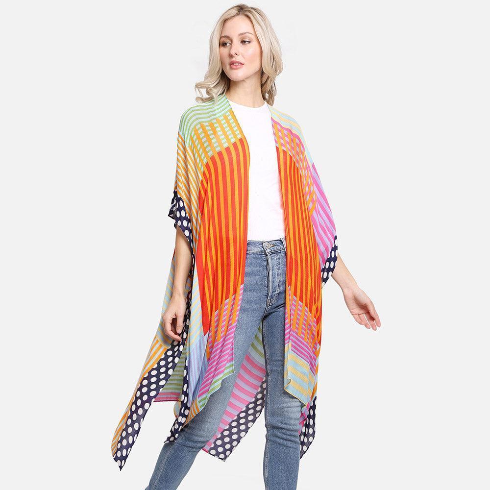Red Geometric Print Kimono Poncho - Jewelry Store by Erik Rayo