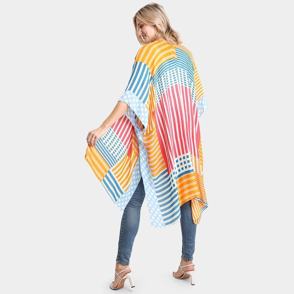 Yellow Geometric Print Kimono Poncho - Jewelry Store by Erik Rayo