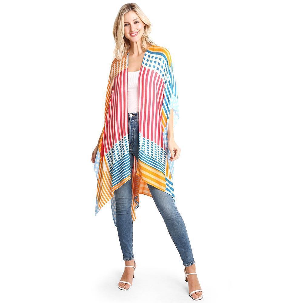 Yellow Geometric Print Kimono Poncho - Jewelry Store by Erik Rayo