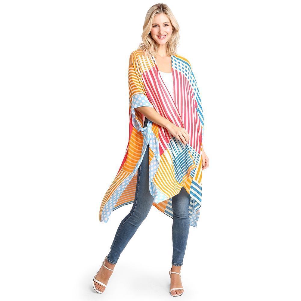 Yellow Geometric Print Kimono Poncho - Jewelry Store by Erik Rayo
