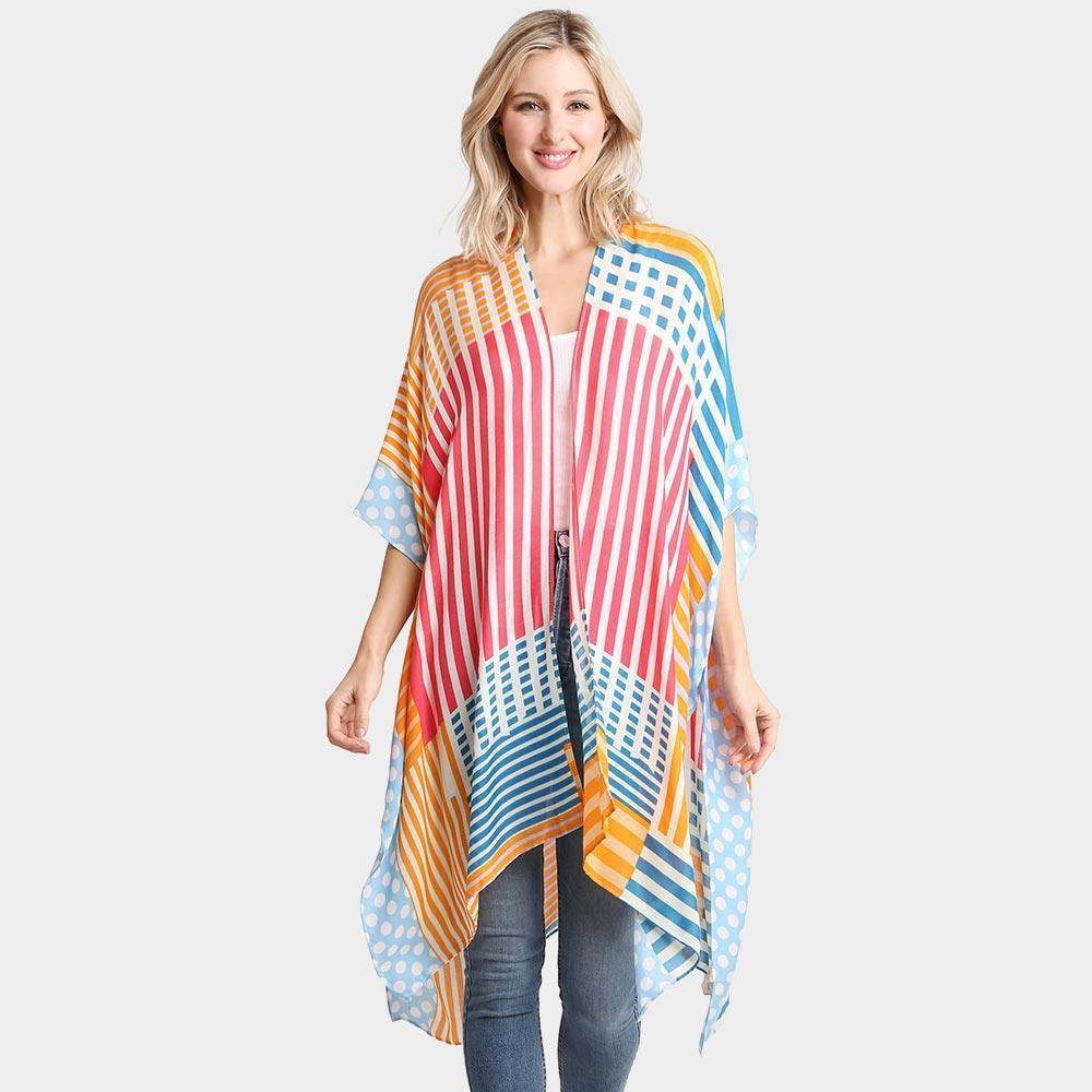 Yellow Geometric Print Kimono Poncho - Jewelry Store by Erik Rayo