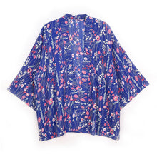 Load image into Gallery viewer, Blue Floral Cover Up Kimono Poncho
