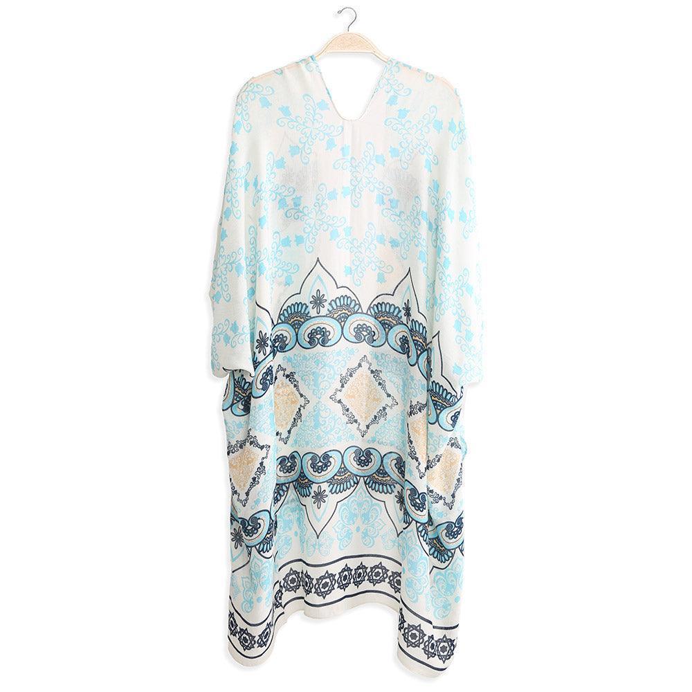 Mint Oriental Print Kimono Poncho - Jewelry Store by Erik Rayo