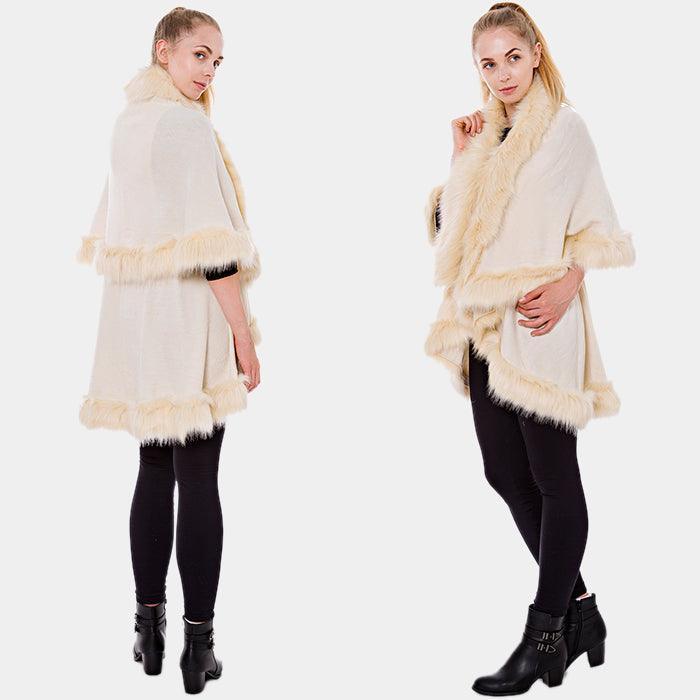 Layered Half Cape Poncho with Fur Trim - Jewelry Store by Erik Rayo