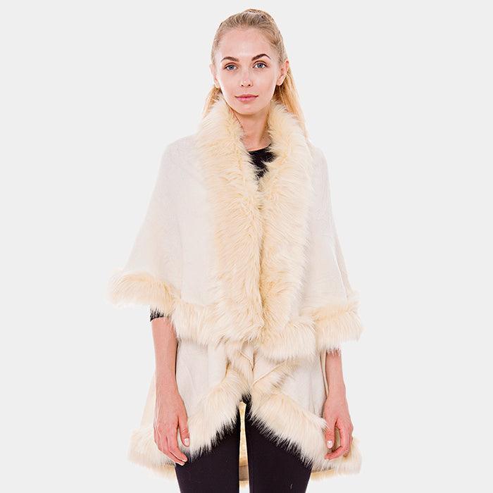 Layered Half Cape Poncho with Fur Trim - Jewelry Store by Erik Rayo