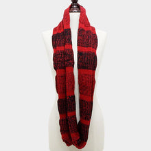 Load image into Gallery viewer, Red Striped Acrylic Infinity Scarf
