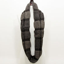 Load image into Gallery viewer, Brown Striped Acrylic Infinity Scarf
