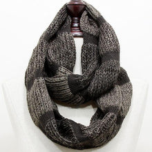 Load image into Gallery viewer, Brown Striped Acrylic Infinity Scarf
