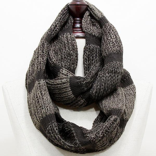 Brown Striped Acrylic Infinity Scarf