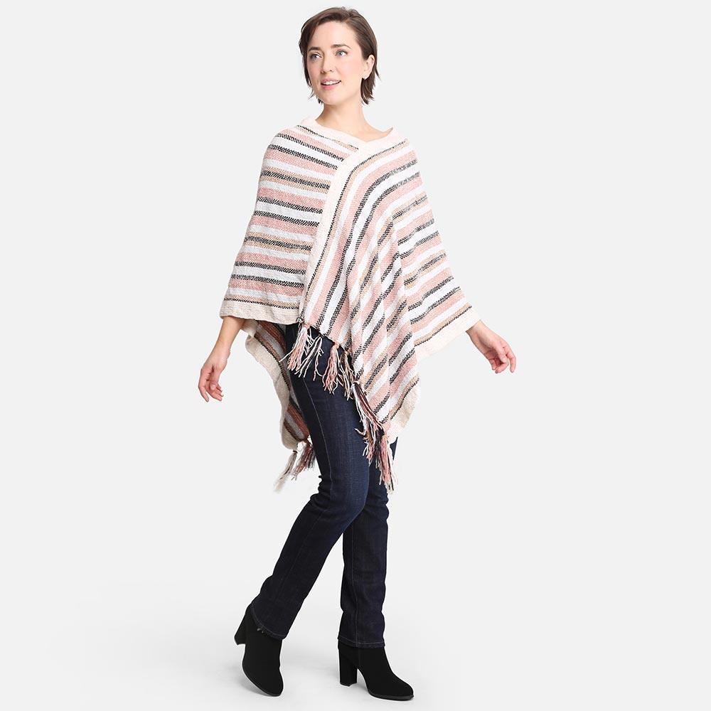 Pink Stripe Patterned Poncho - Jewelry Store by Erik Rayo