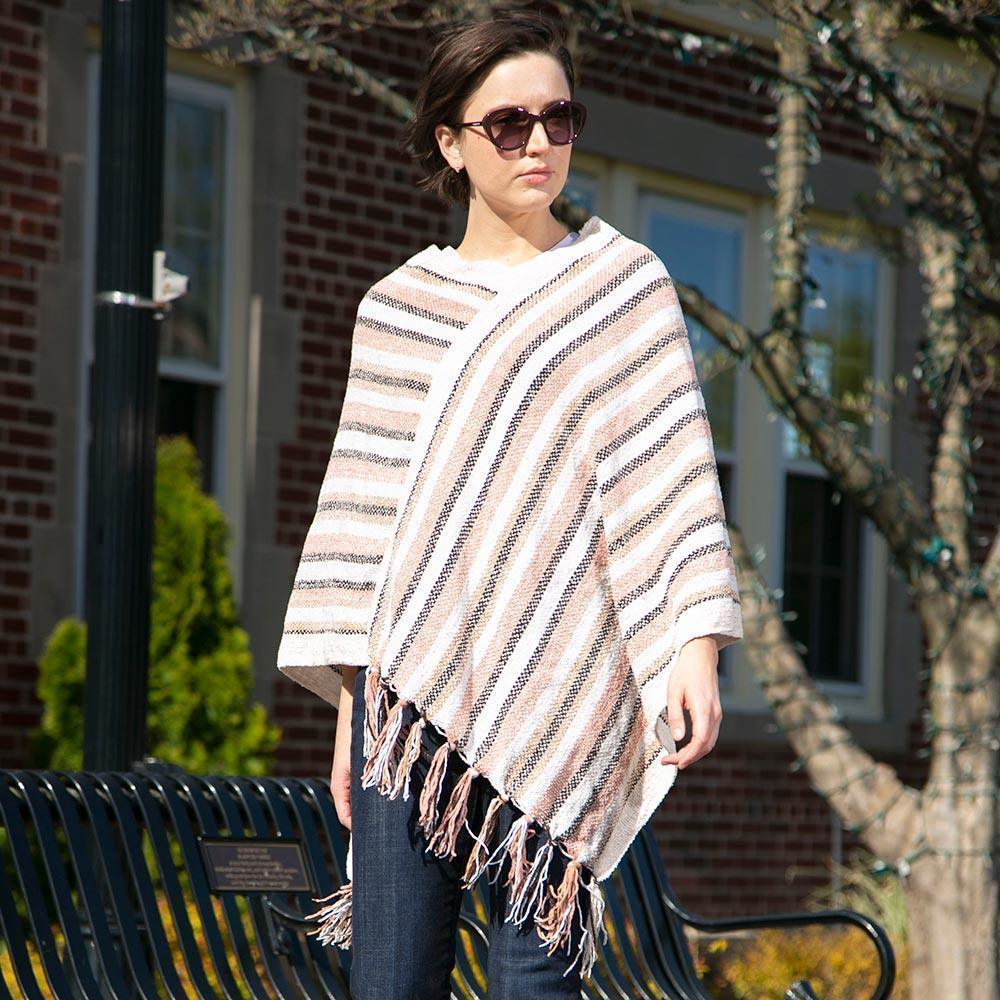 Pink Stripe Patterned Poncho - Jewelry Store by Erik Rayo