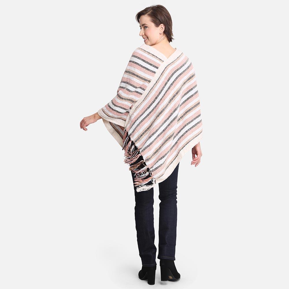 Pink Stripe Patterned Poncho - Jewelry Store by Erik Rayo