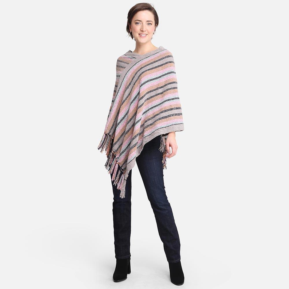 Gray Stripe Patterned Poncho - Jewelry Store by Erik Rayo