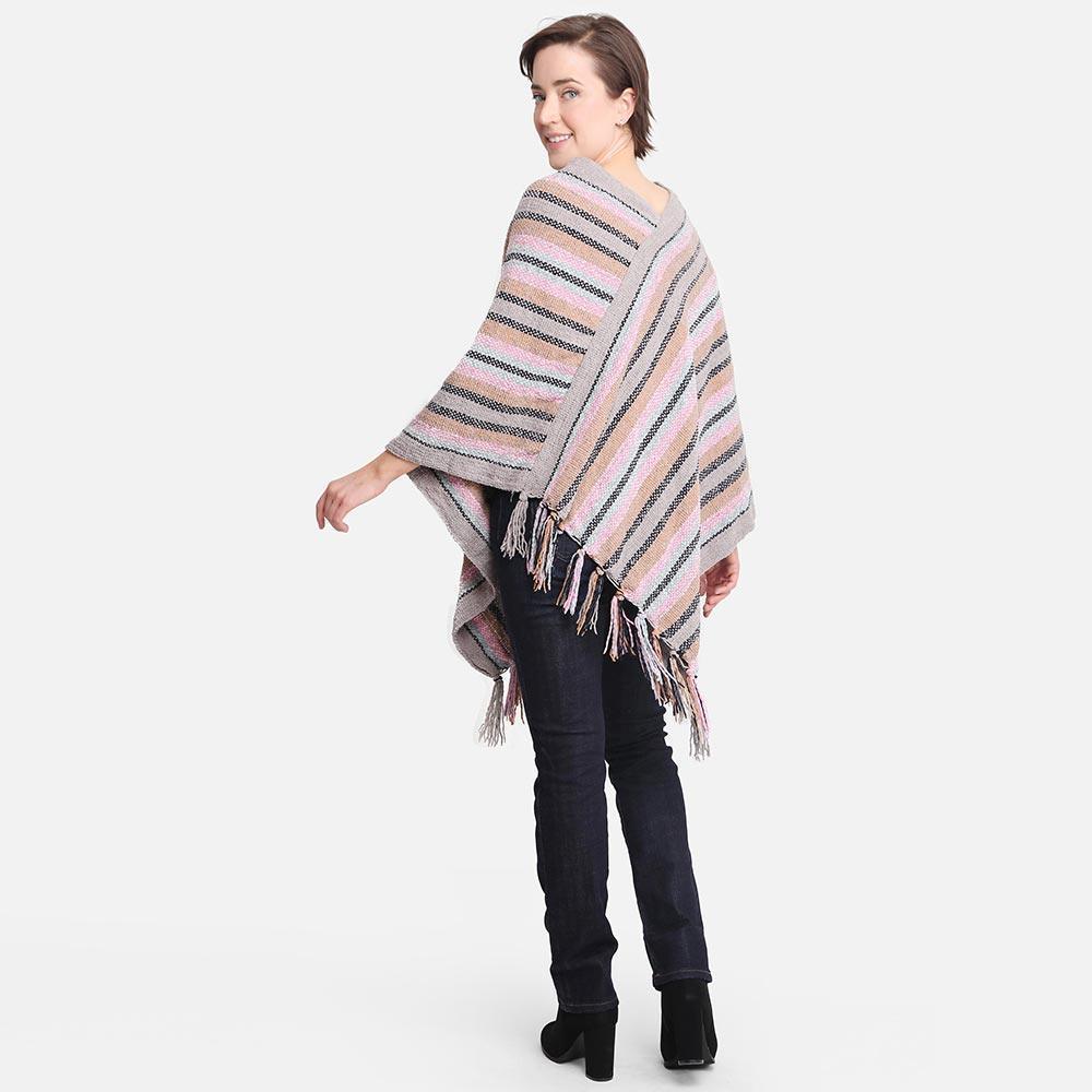 Gray Stripe Patterned Poncho - Jewelry Store by Erik Rayo