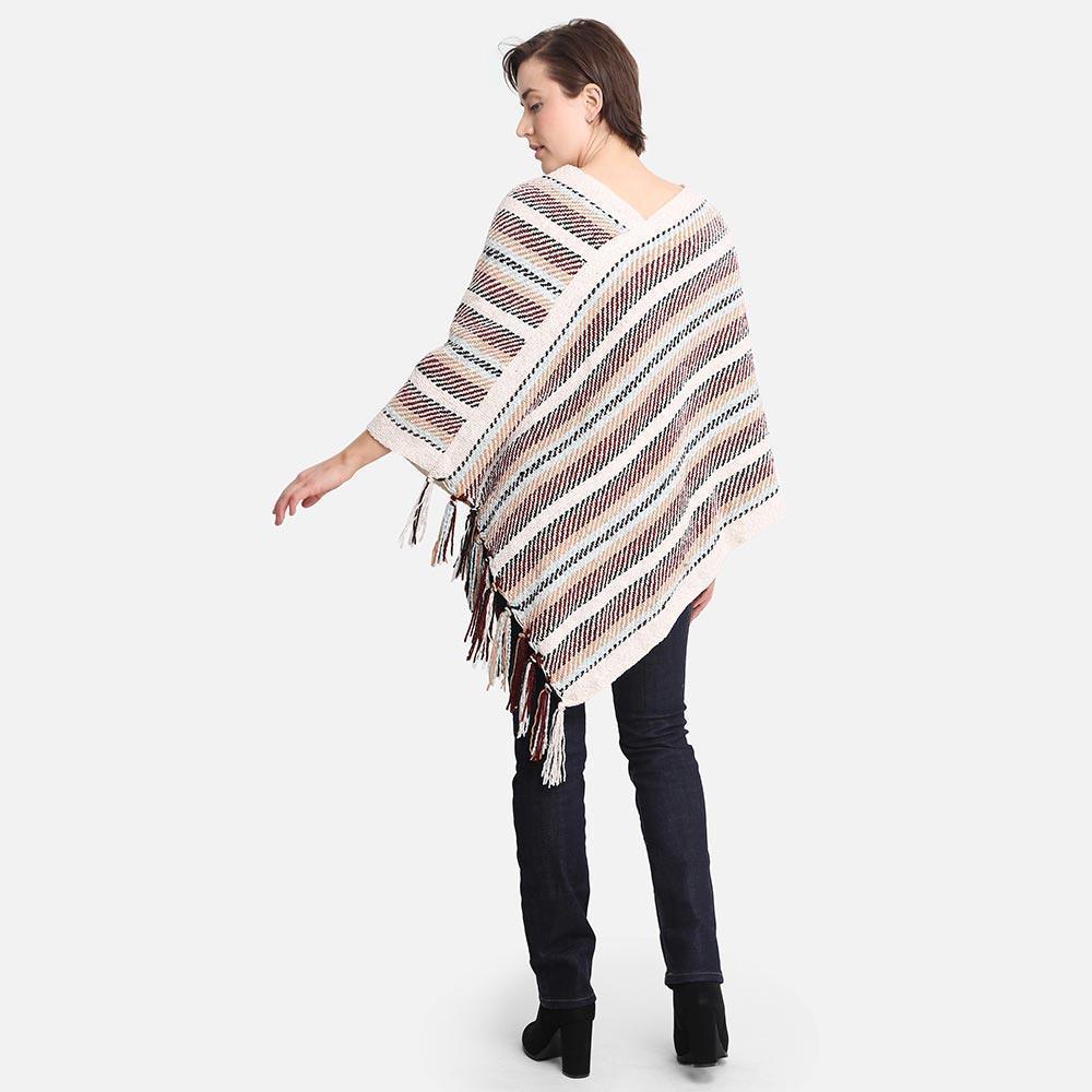 Ivory Stripe Patterned Poncho - Jewelry Store by Erik Rayo