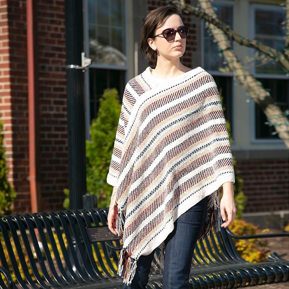 Ivory Stripe Patterned Poncho - Jewelry Store by Erik Rayo
