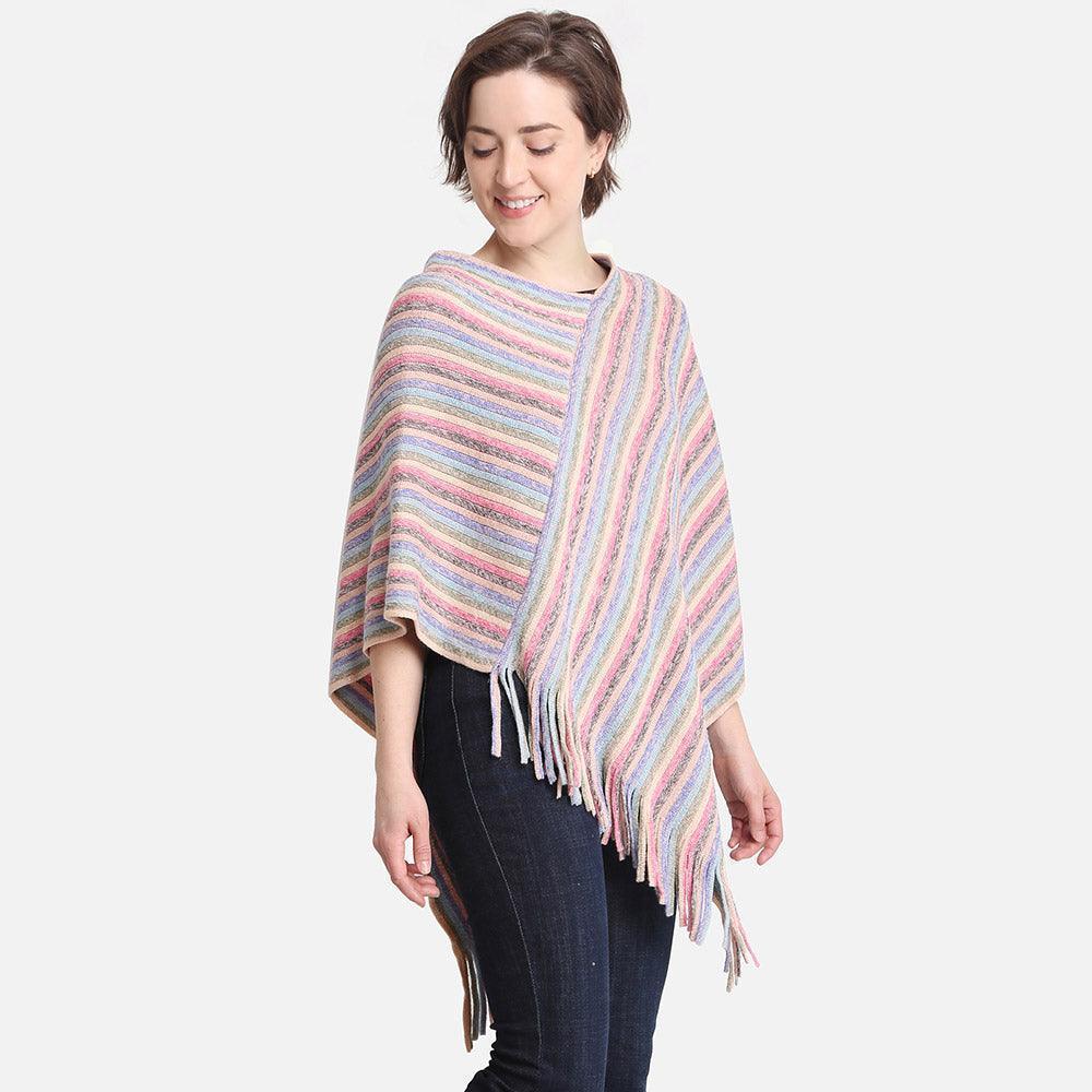 Pink Striped Lurex Knitted Poncho - Jewelry Store by Erik Rayo