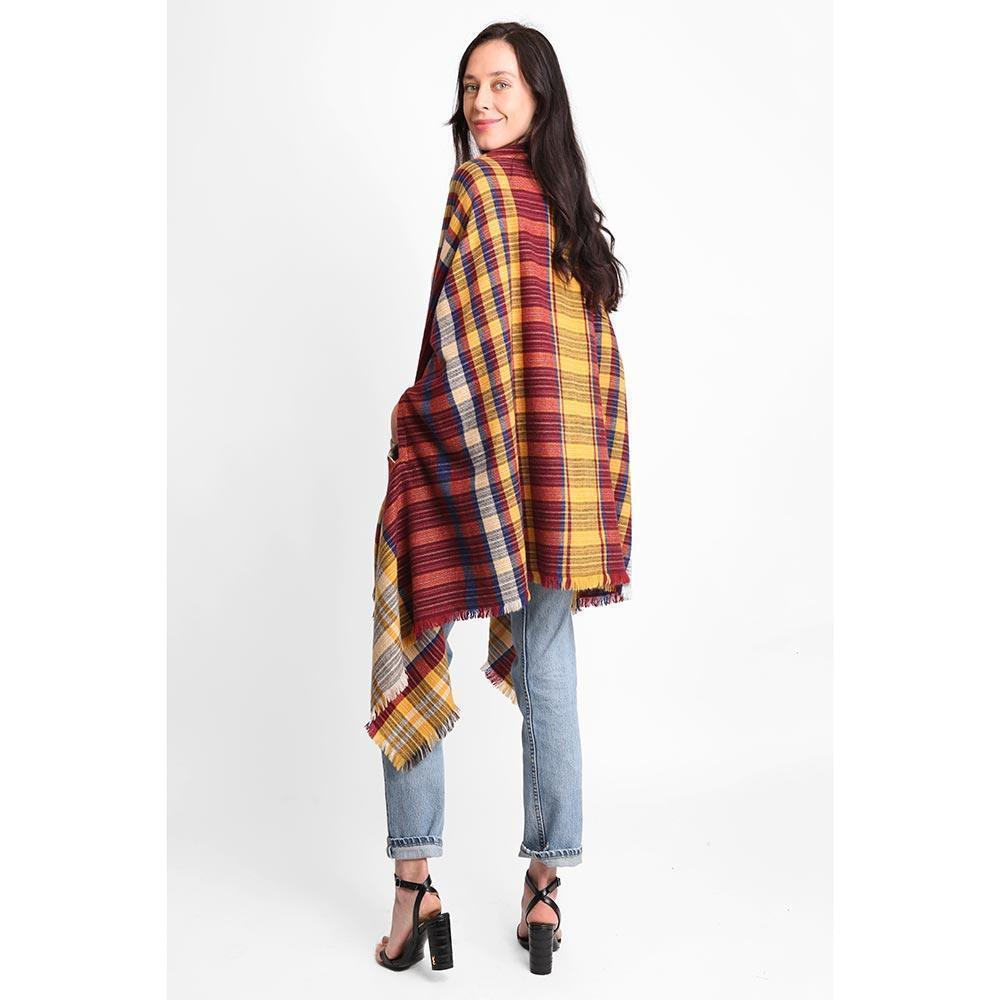 Mustard Tartan Check Front Pocket Poncho - Jewelry Store by Erik Rayo
