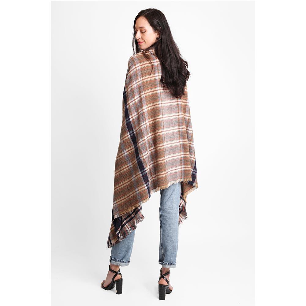 Navy Tartan Check Front Pocket Poncho - Jewelry Store by Erik Rayo