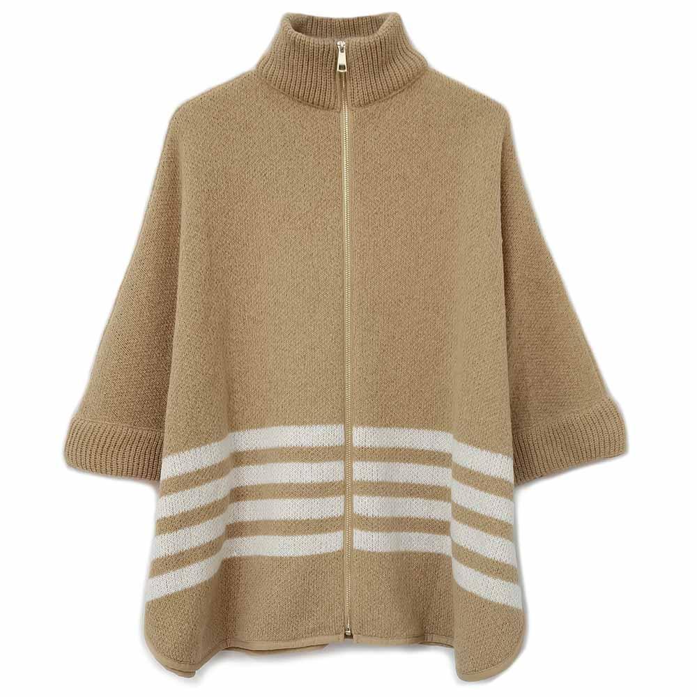 Camel Stripe Zipper Kimono Poncho - Jewelry Store by Erik Rayo