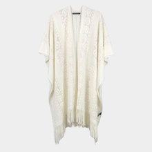 Load image into Gallery viewer, Ivory Solid Crochet Ruana Poncho
