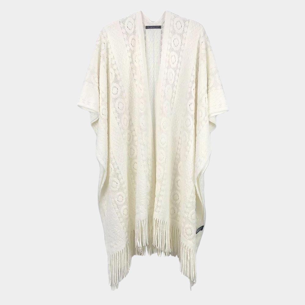 Ivory Solid Crochet Ruana Poncho