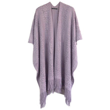 Load image into Gallery viewer, Lavender Solid Crochet Ruana Poncho
