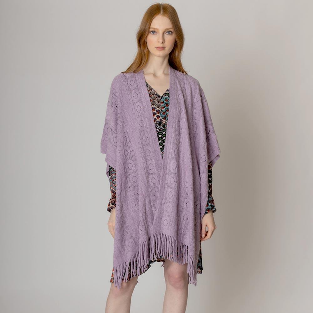 Lavender Solid Crochet Ruana Poncho