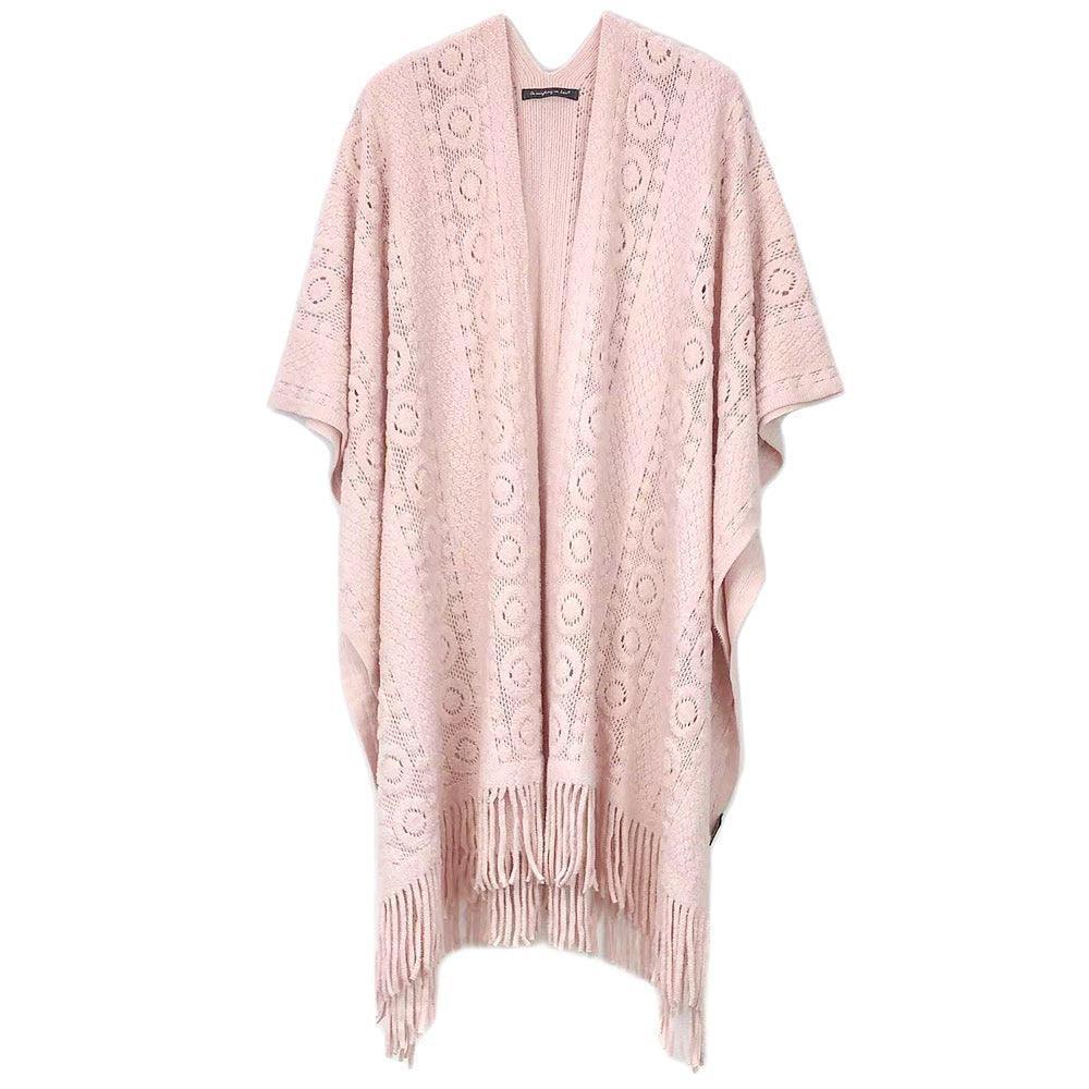 Pink Solid Crochet Ruana Poncho - Jewelry Store by Erik Rayo