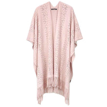 Load image into Gallery viewer, Pink Solid Crochet Ruana Poncho
