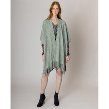 Load image into Gallery viewer, Green Solid Crochet Ruana Poncho
