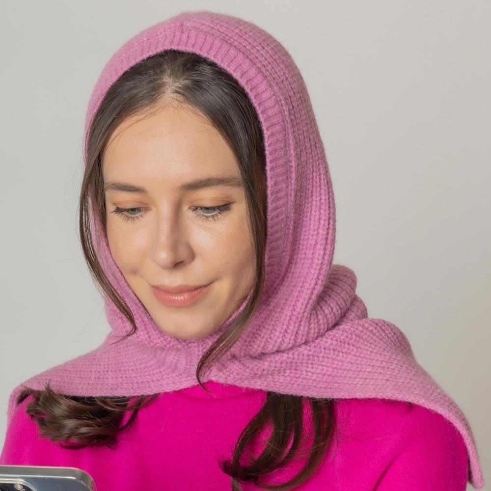 Pink Solid Color Snood Hat