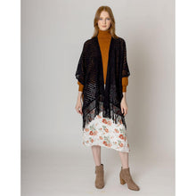 Load image into Gallery viewer, Black Cut Out Detailed Ruana Poncho
