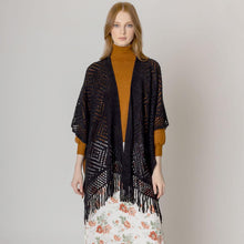 Load image into Gallery viewer, Black Cut Out Detailed Ruana Poncho
