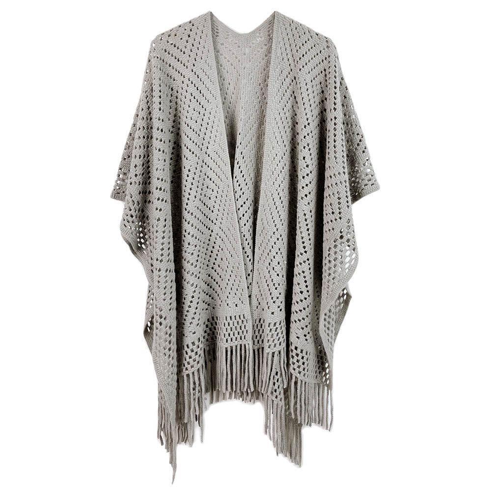Gray Cut Out Detailed Ruana Poncho - Jewelry Store by Erik Rayo
