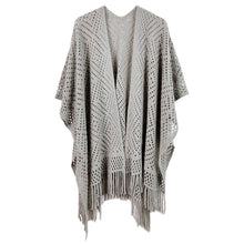 Load image into Gallery viewer, Gray Cut Out Detailed Ruana Poncho
