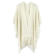 Load image into Gallery viewer, Ivory Cut Out Detailed Ruana Poncho
