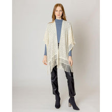 Load image into Gallery viewer, Ivory Cut Out Detailed Ruana Poncho
