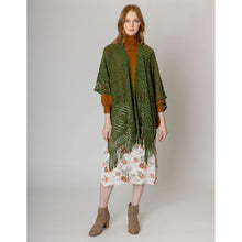 Load image into Gallery viewer, Olive Green Cut Out Detailed Ruana Poncho
