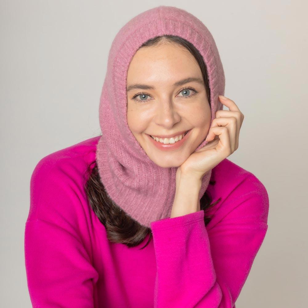 Pink Solid Snood Hat