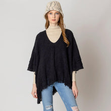 Load image into Gallery viewer, Black Pattern Detailed Crochet Poncho
