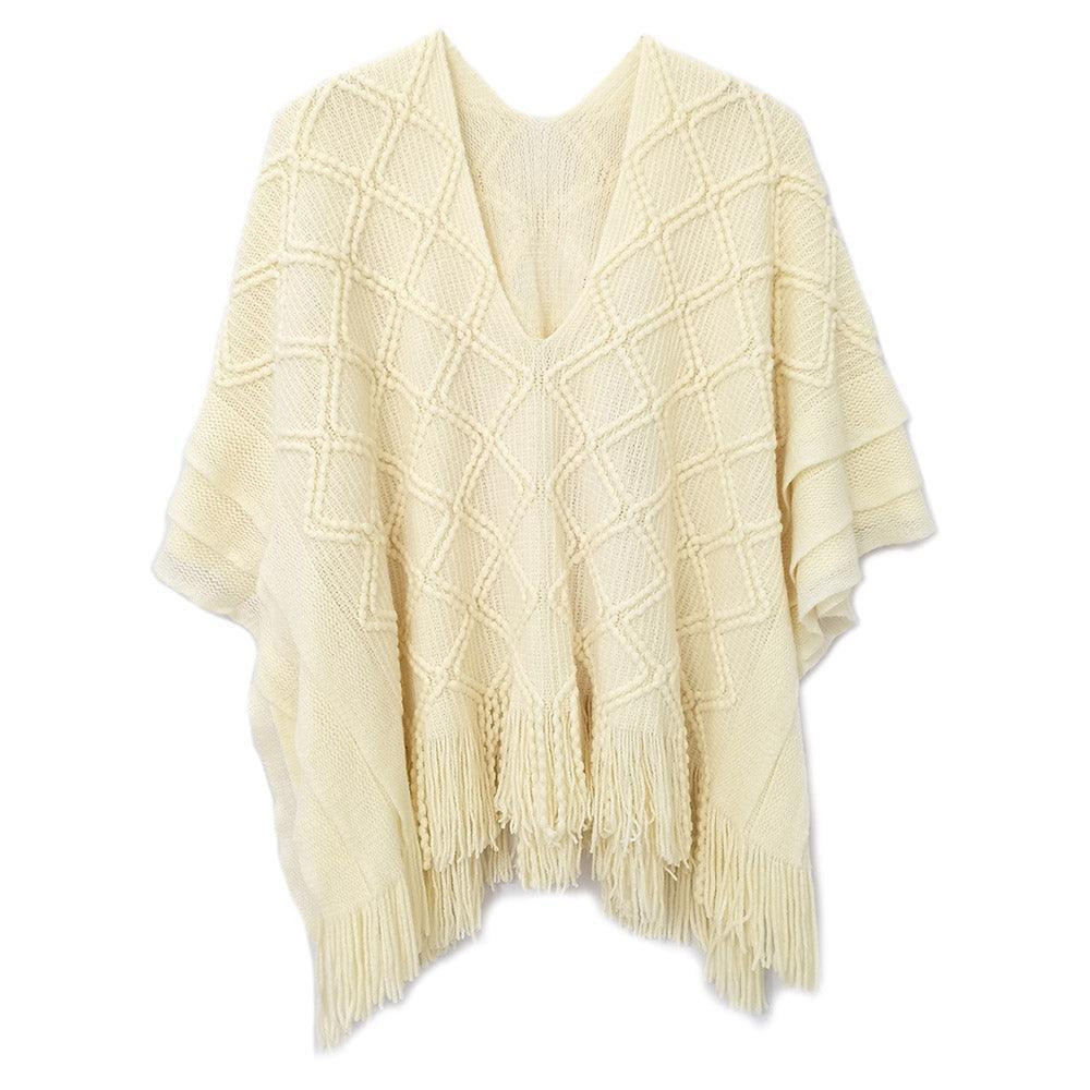 Ivory Pattern Detailed Crochet Poncho - Jewelry Store by Erik Rayo