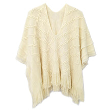 Load image into Gallery viewer, Ivory Pattern Detailed Crochet Poncho
