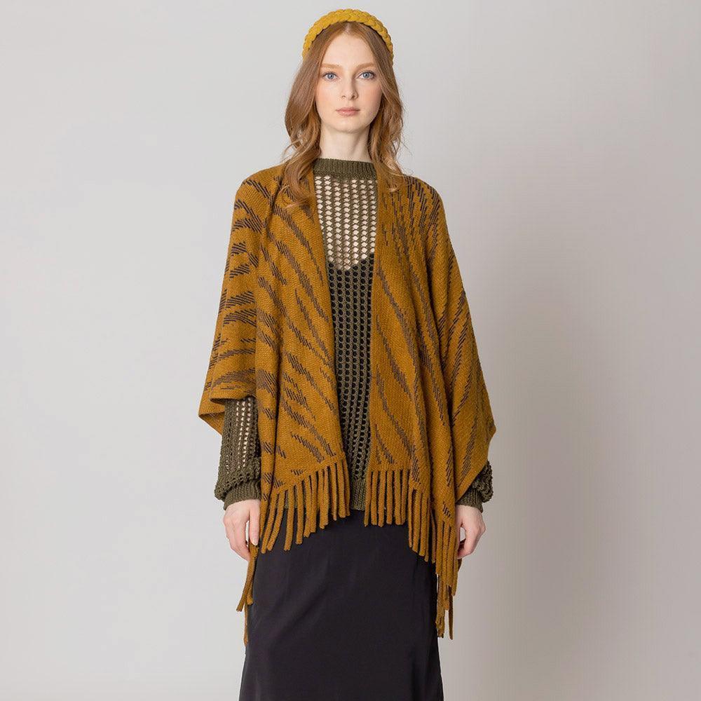 Camel Zebra Patterned Crochet Poncho - Jewelry Store by Erik Rayo