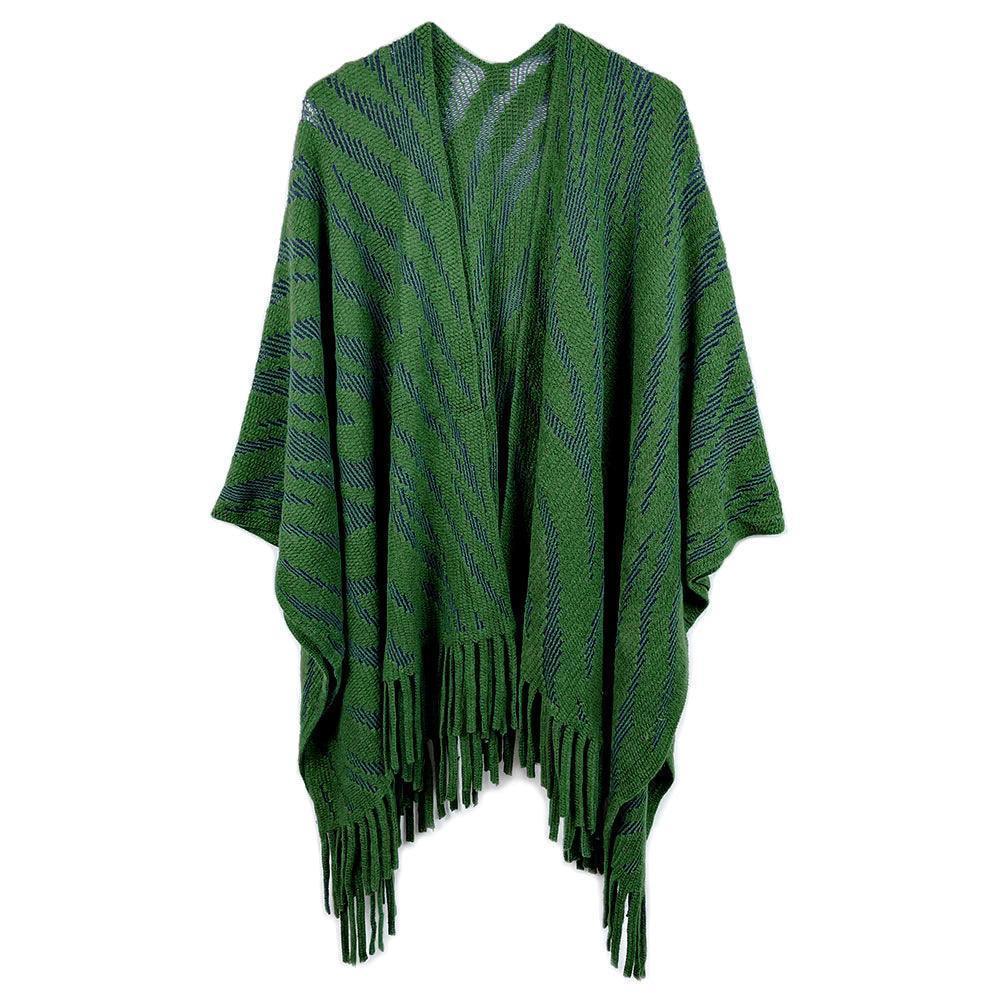 Green Zebra Patterned Crochet Poncho - Jewelry Store by Erik Rayo